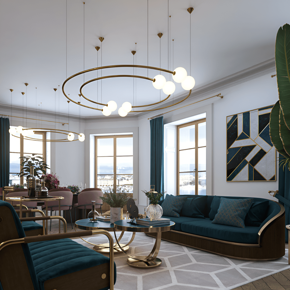 Дизайн интерьера гостиной в стиле ар деко