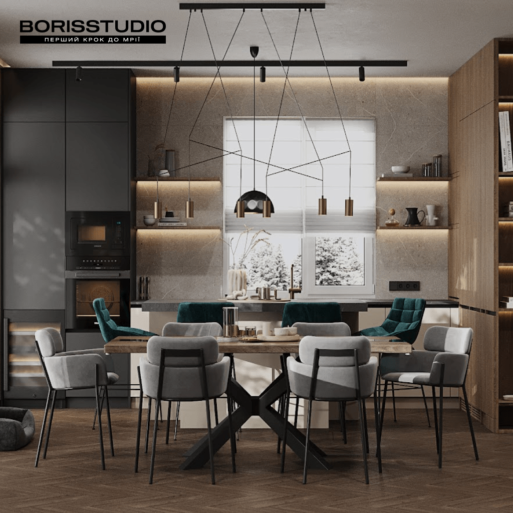 Дизайн кухни для загородного дома от BORISSTUDIO