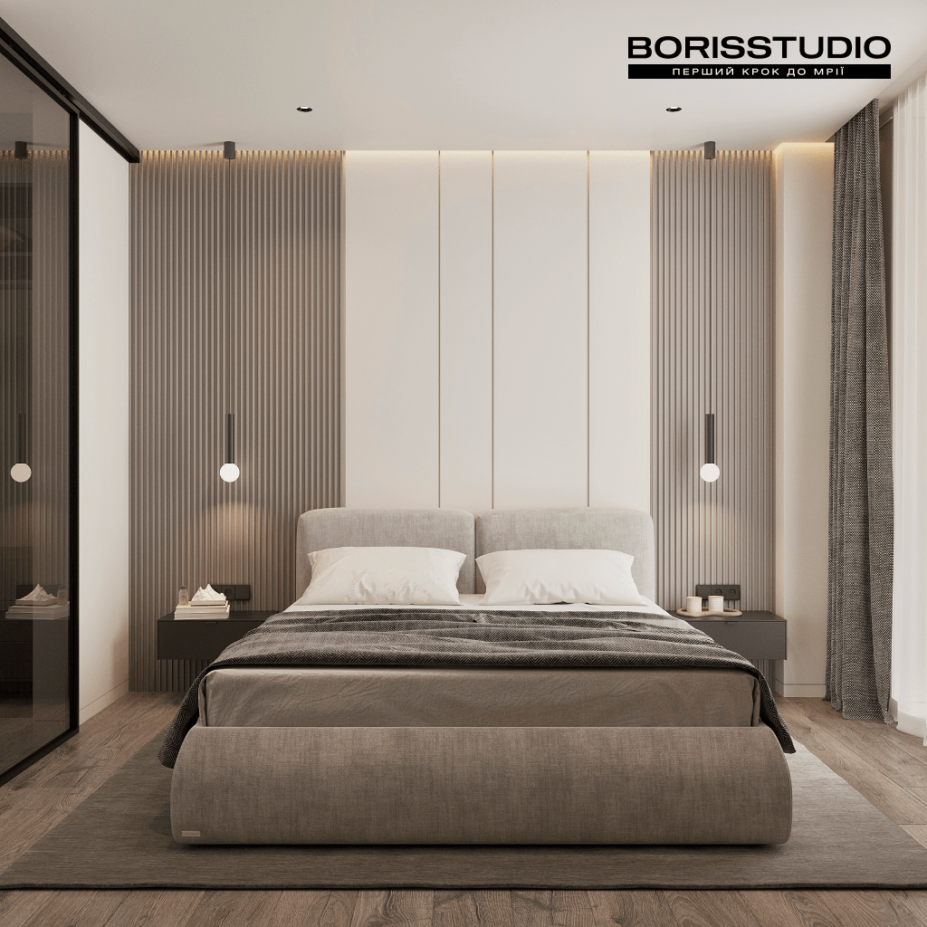 Дизайн интерьера спальни в стиле минимализм от BORISSTUDIO