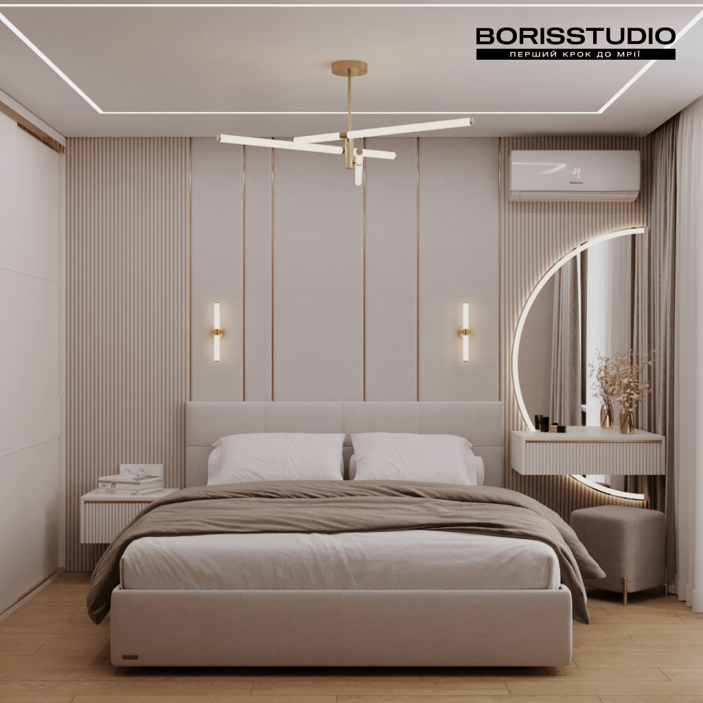 Дизайн-проект спальни в стиле минимализм от BORISSTUDIO
