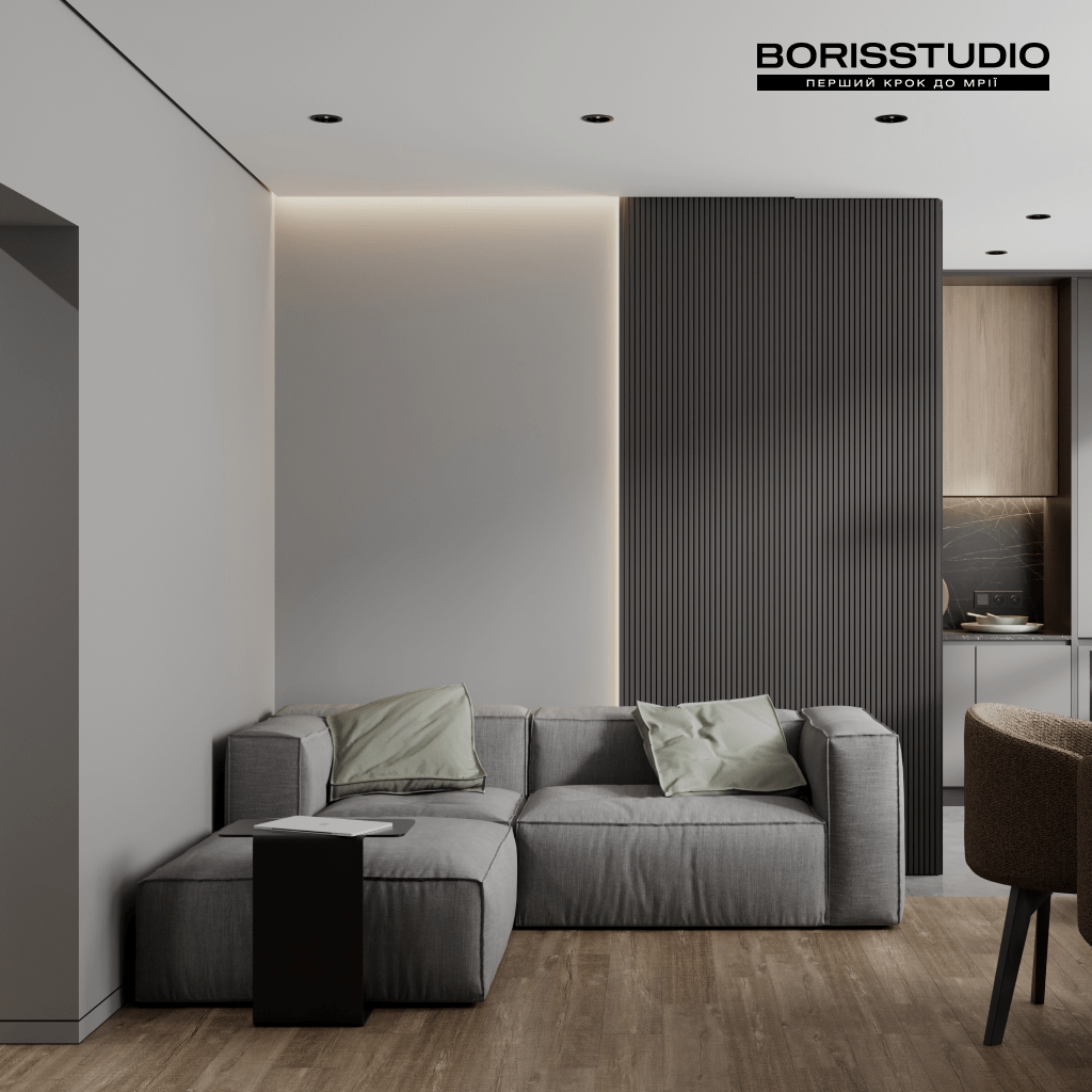 Дизайн вітальні у стилі мінімалізм від BORISSTUDIO