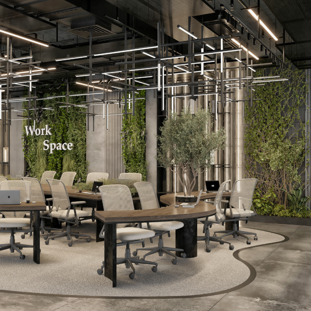 Офис Open Space в экостиле