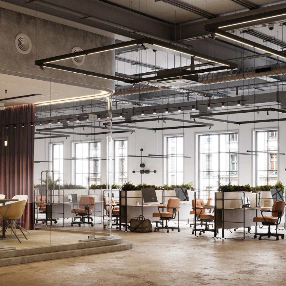 Офис Open Space в стиле лофт