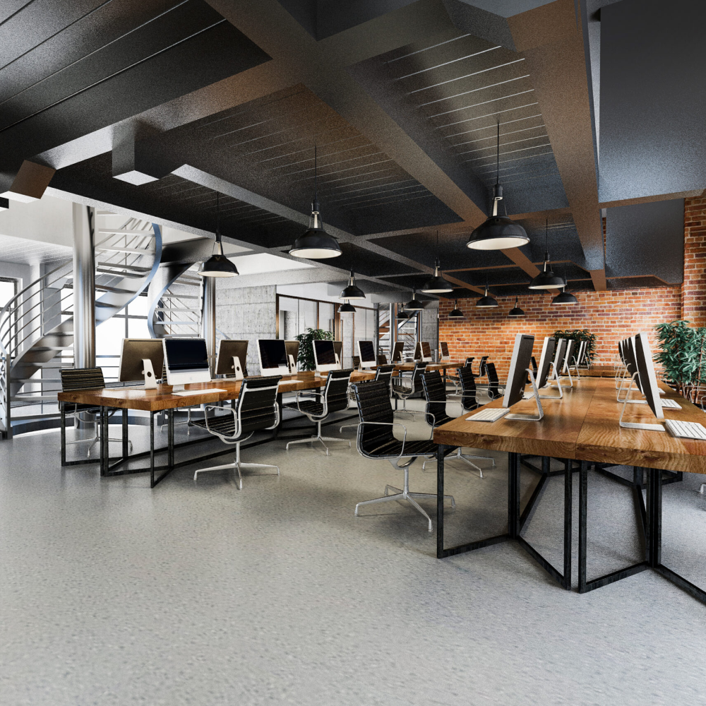 Дизайн офиса Open Space в стиле лофт