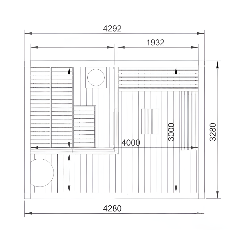 Планировка сауны размером 3x4