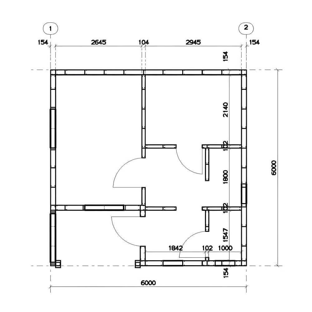 Планировка сауны размером 6x6