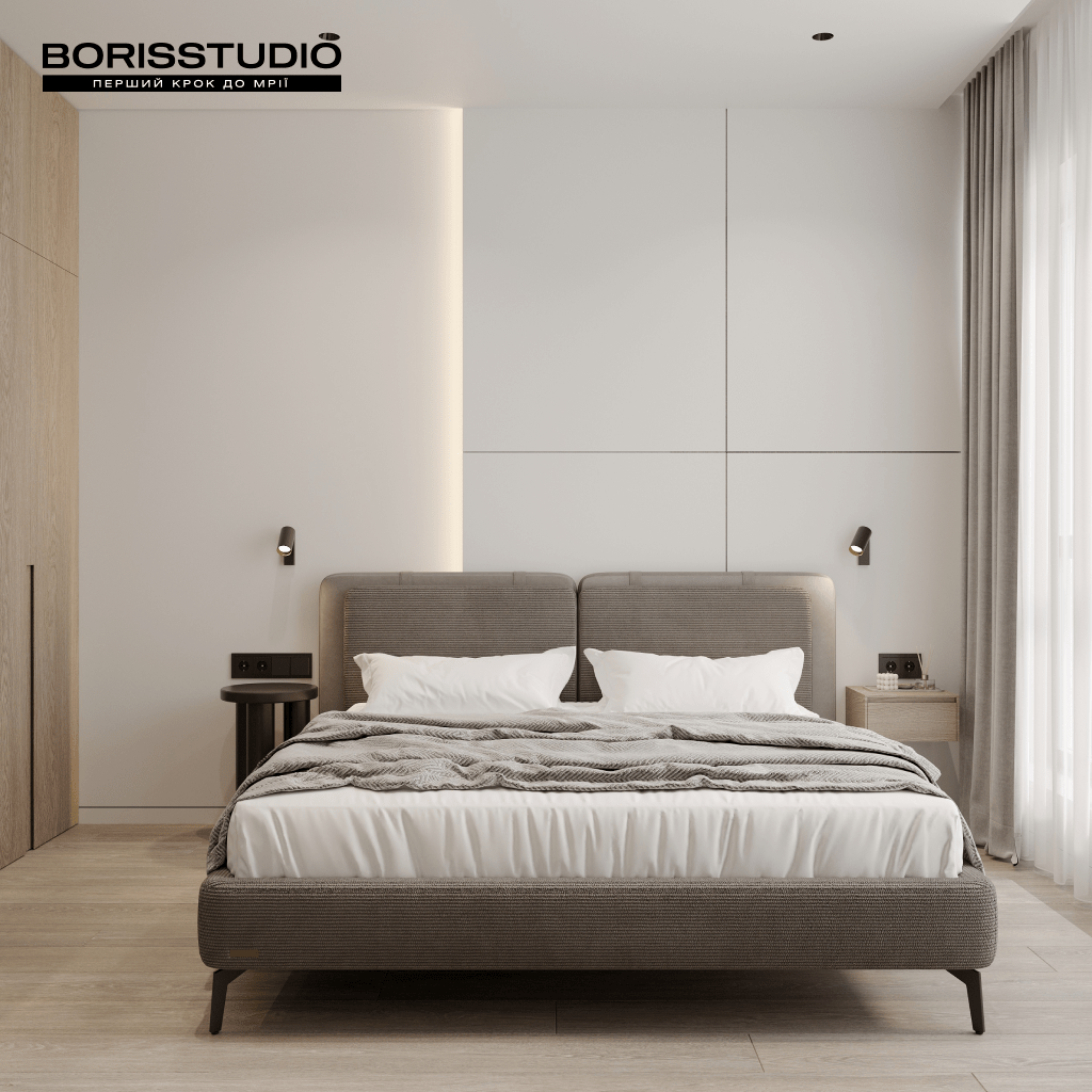Дизайн спальни в стиле минимализм от BORISSTUDIO